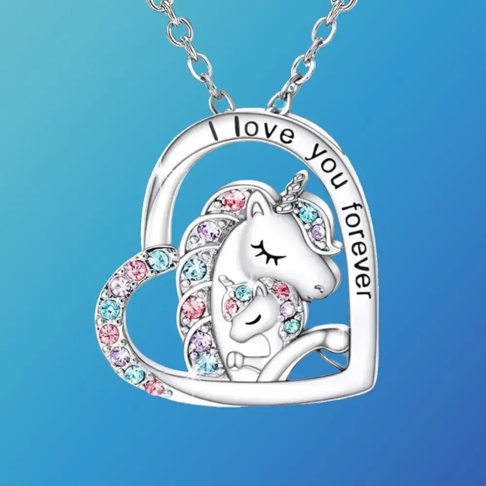 Niece Bonded Unicorn Heart Necklace “I Love You Forever” Silver Tone 16–18in